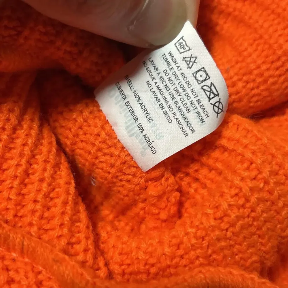 Vintage Y2K 2000s Ski Mask Balaclava Fleece Striped Orange Worker Corduroy Snow - Picture 7 of 11